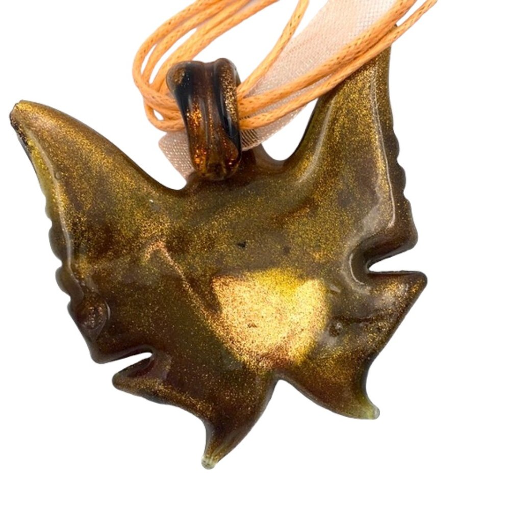 βAs Isβ Venetian π¦ Murano Glass Gold & Rose Gold Butterfly Pendant Necklace - Picture 3 of 8